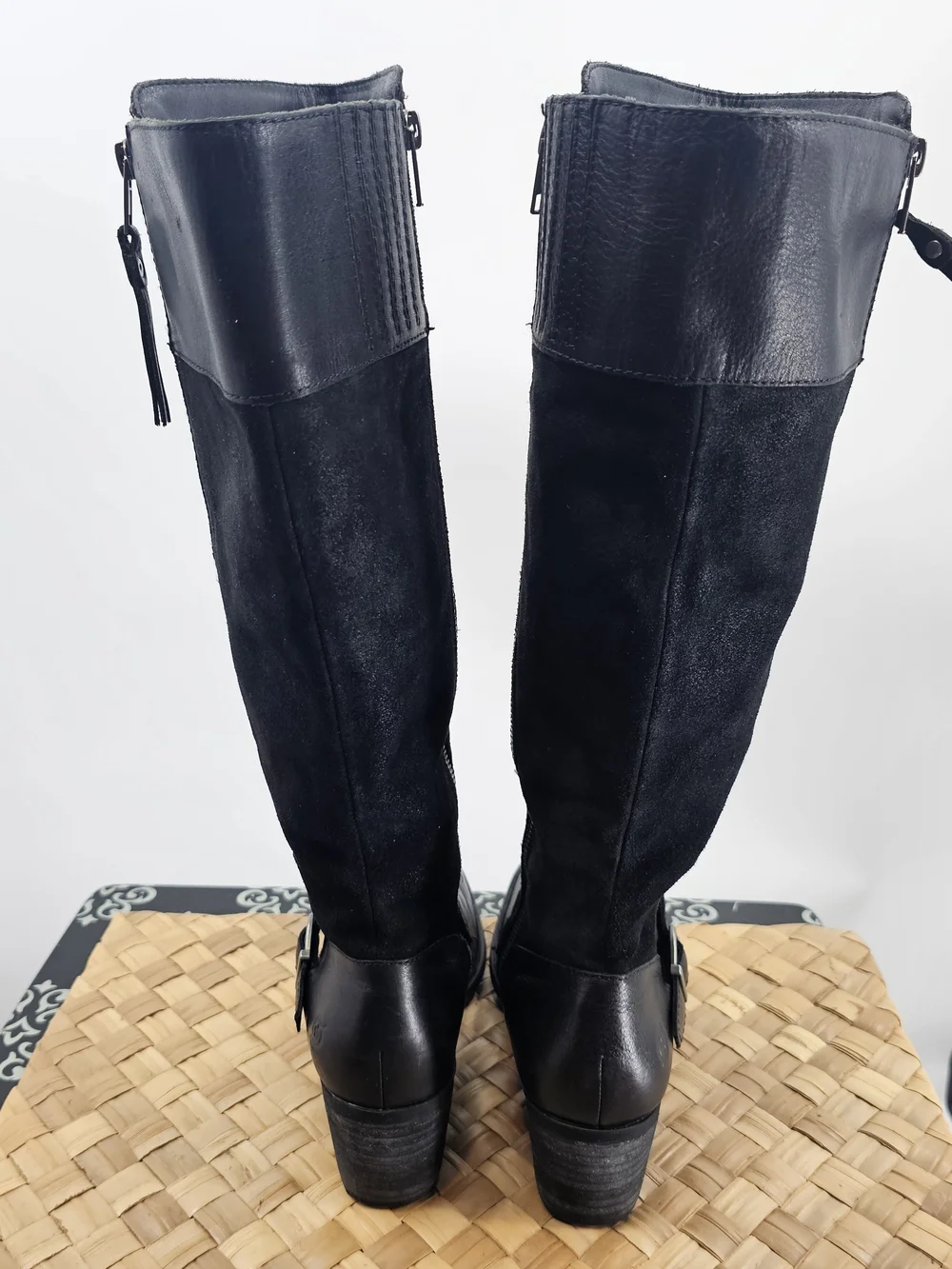 Born Black Tall Leather Boots Size 8